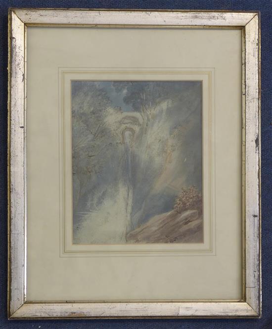 Manner of Edward Lear Study of the Devils Bridge 8.5 x 7in.
